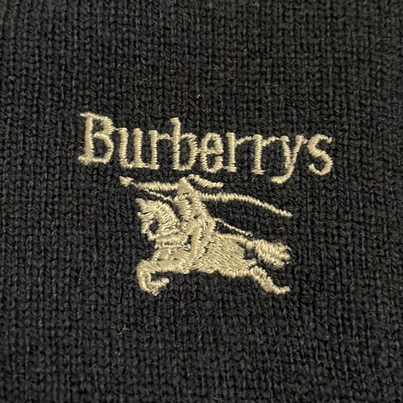 BURBERRY 100% pure lambswool sweater navy blue - Picture 7 of 8